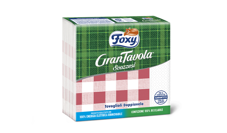Set De 42 Serviettes De Table Foxy GranTavola - Doublé Velours, Motif écossais